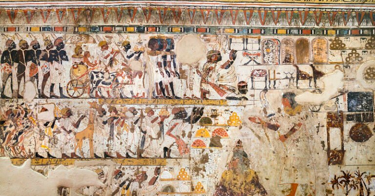 Las primeras extracciones de oro y el inicio de la "la fiebre dorada" 3 Extracción de oro: dibujos en la tumba de amenhotep II