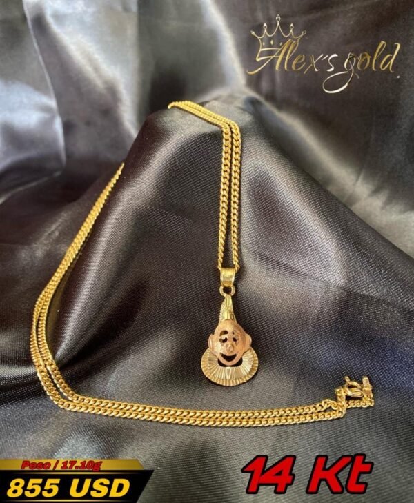 Cadena + dije Cara clásica oro 14k