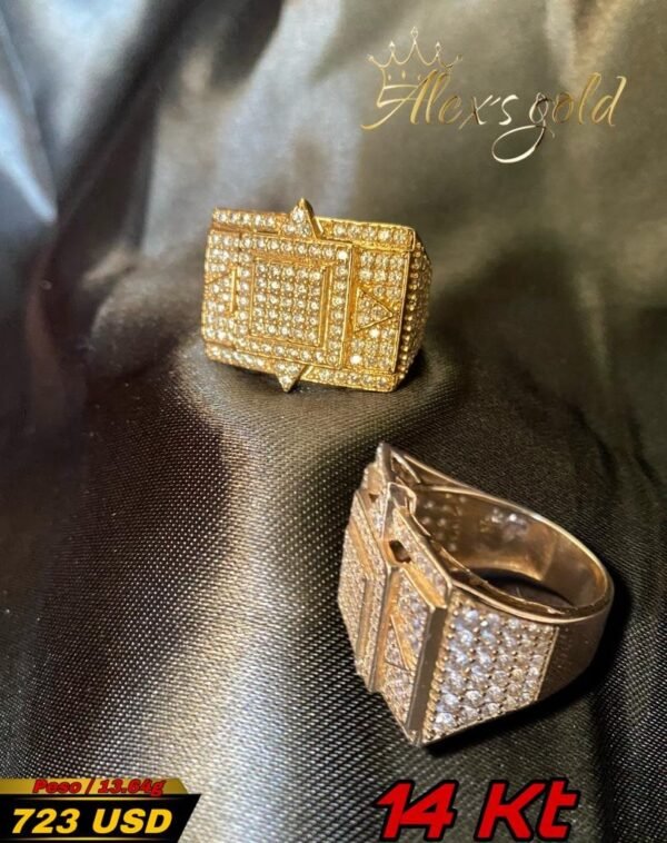 Anillo adornado brillante oro 14k