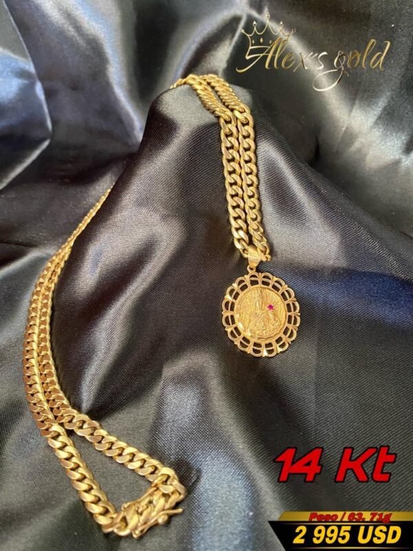 Cadena + dije Virgen oro 14k